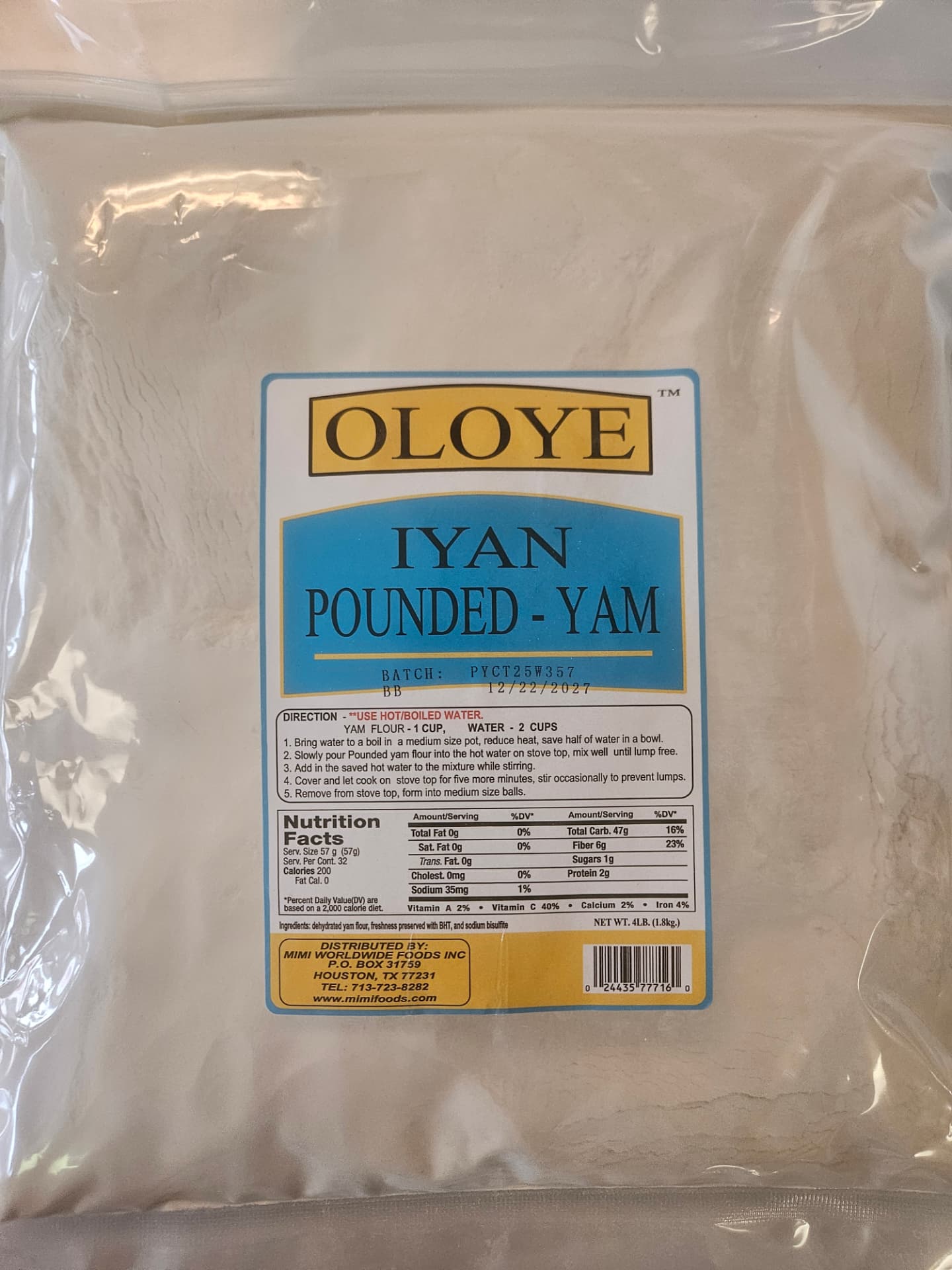 Pounded Yam Flour 4 lb